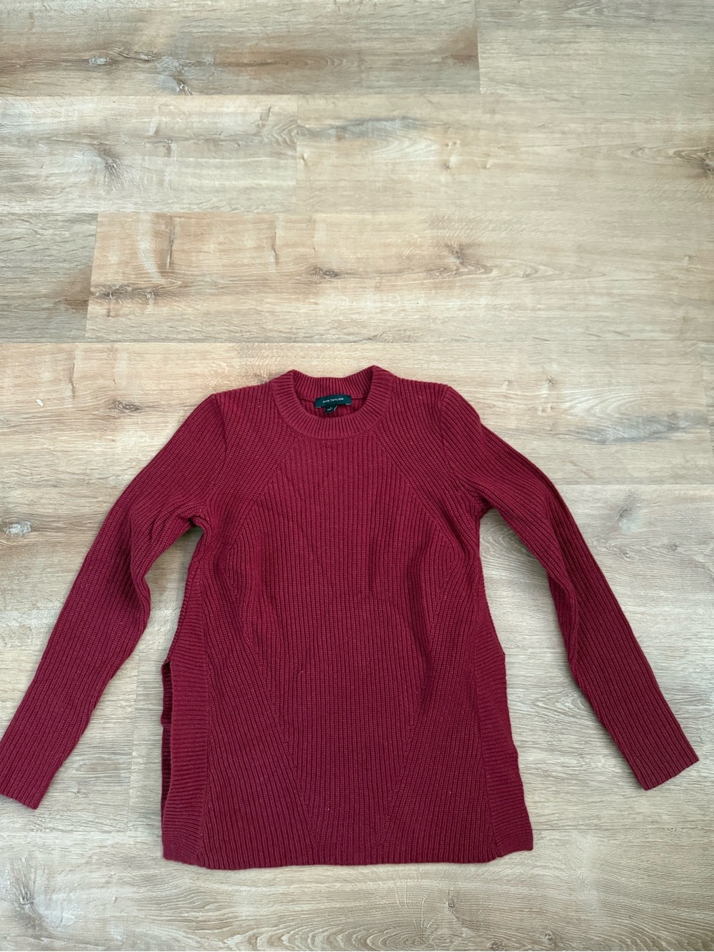 Ribbed Crewneck Sweater - Deep Red